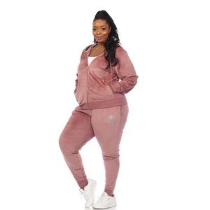 WHITE MARK VELVET PLUS SIZE 2-PIECE SET